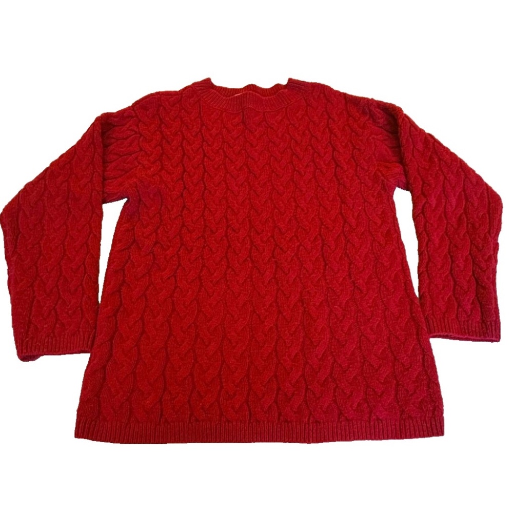 Peace Love World ~ Women's Cableknit Sweater ~ Red ~ Size Med/Large